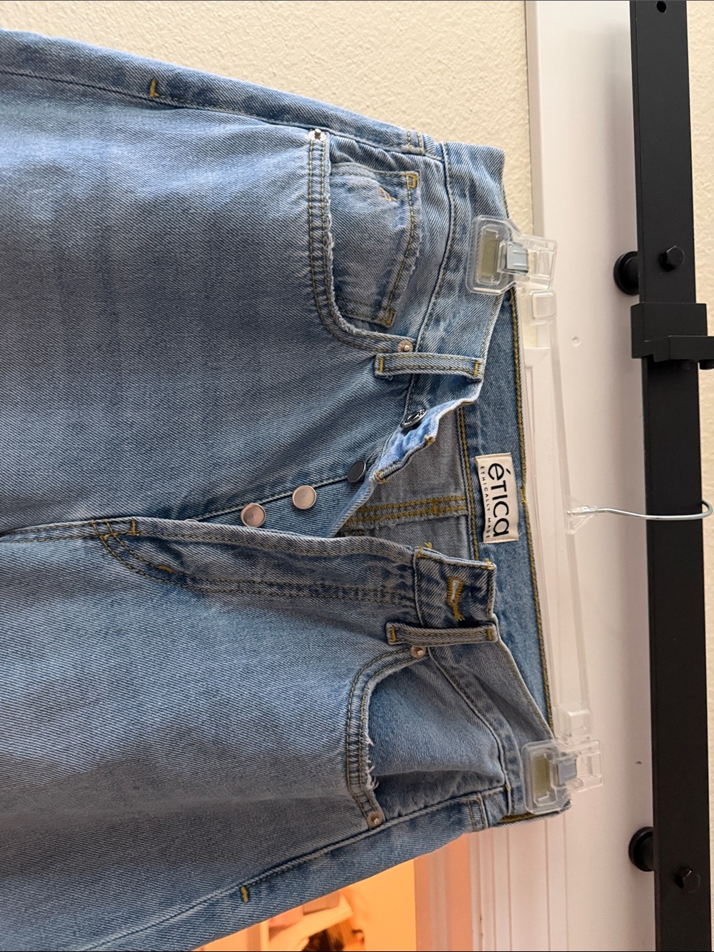 Etica Light Blue High-Rise Button-Fly Jeans
